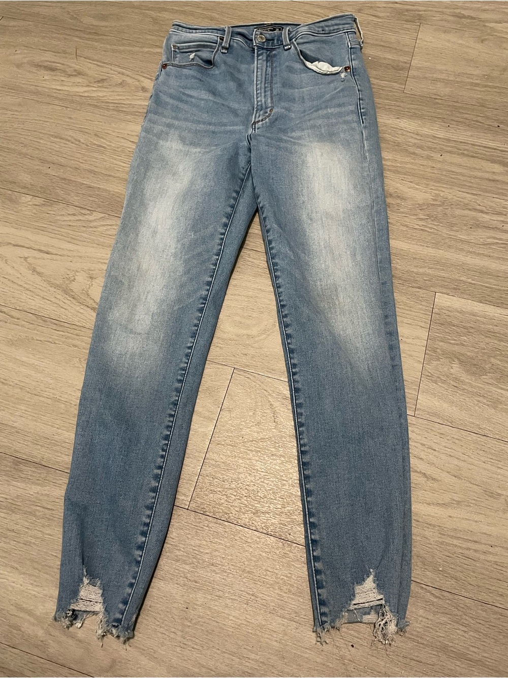 Abercrombie & Fitch Light Blue Skinny Jeans with Distressed Hem